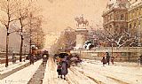 Eugene Galien-Laloue Paris in Winter painting